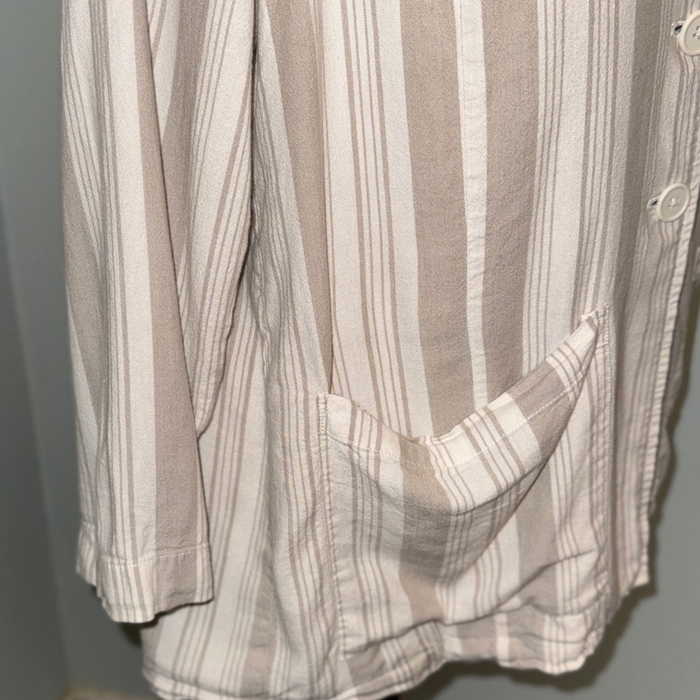 Torrid Size 3 3X Blazer, Beige White Striped, Soft Linen Blend Long Sleeve Lined - Picture 5 of 10